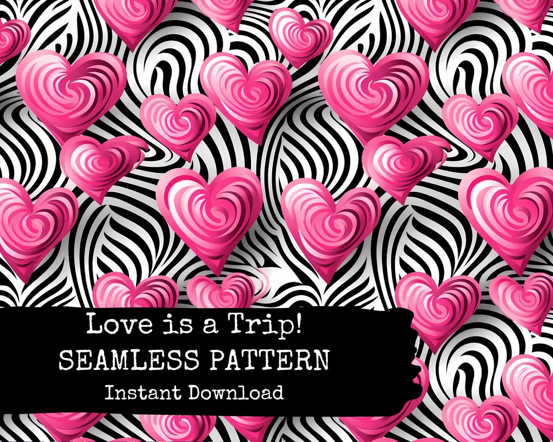 Trippy Valentine Seamless Pattern File - Psychedelic Love Hearts ...