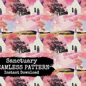 Christian Seamless Pattern Design File in Pink - Faith Based Repeating Pattern Paper for Instant Download - Commercial Use Permitted