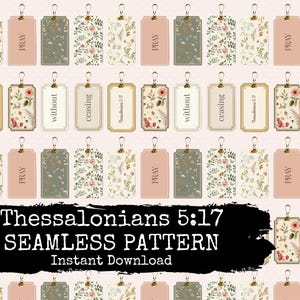 Christian Bible Verse Digital Seamless File - Pretty Boho Christianity Digital Repeating Pattern Paper for Instant Download - Commercial Use