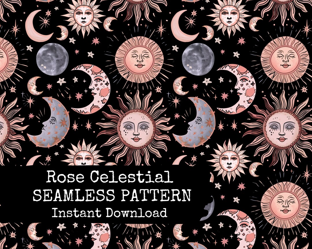 Celestial Seamless Digital Pattern - Sun Moon & Stars Repeat Pattern ...