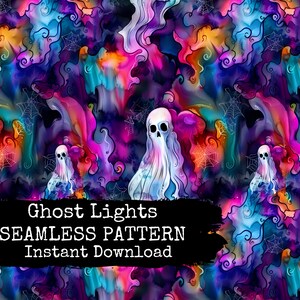 Halloween Ghosts Seamless File Pattern - Pretty Spooky Alcohol Ink Spirit Realm Digital Surface Design - Instant Download - Commercial Use