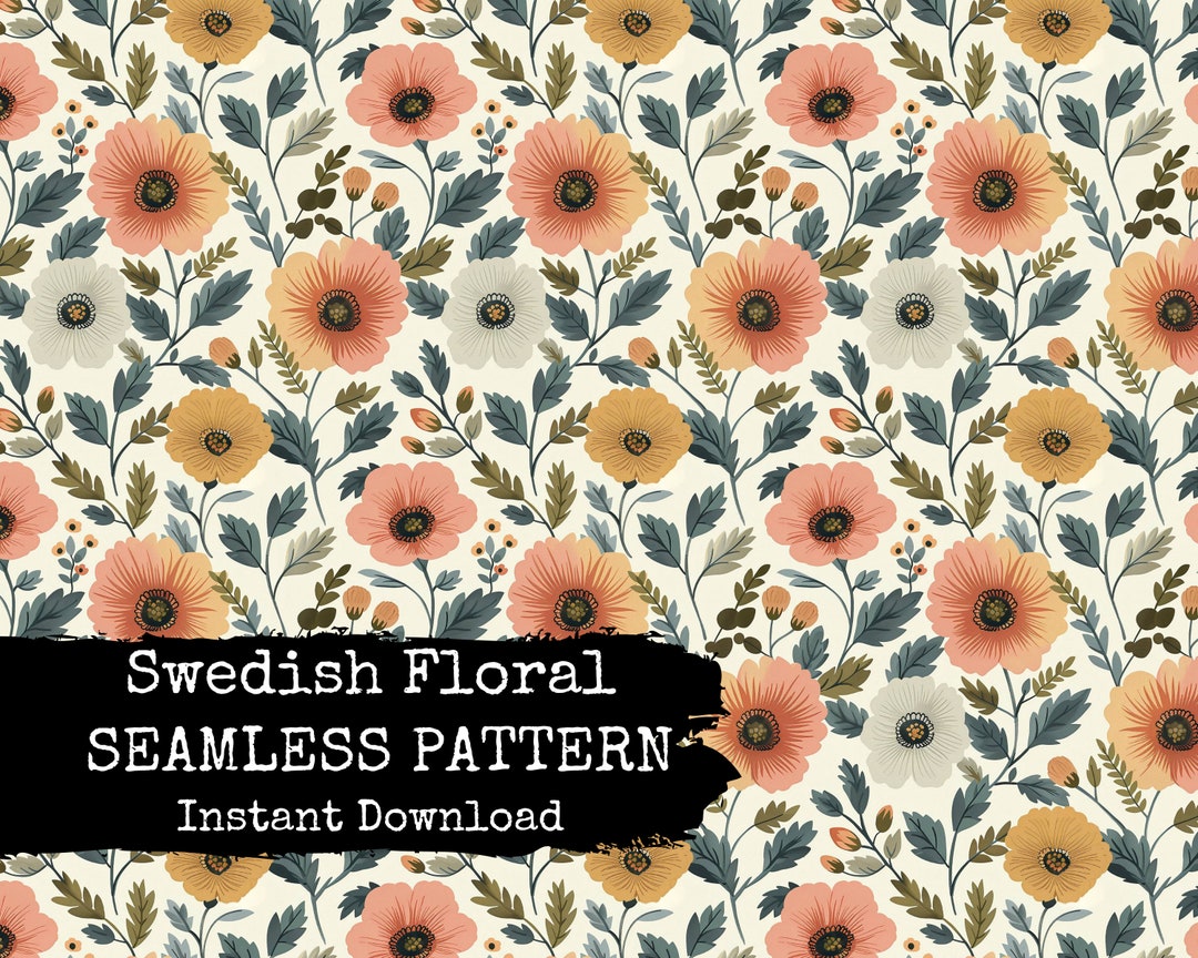 Floral Mid Century Modern Seamless Pattern File - Scandinavian Flowers ...