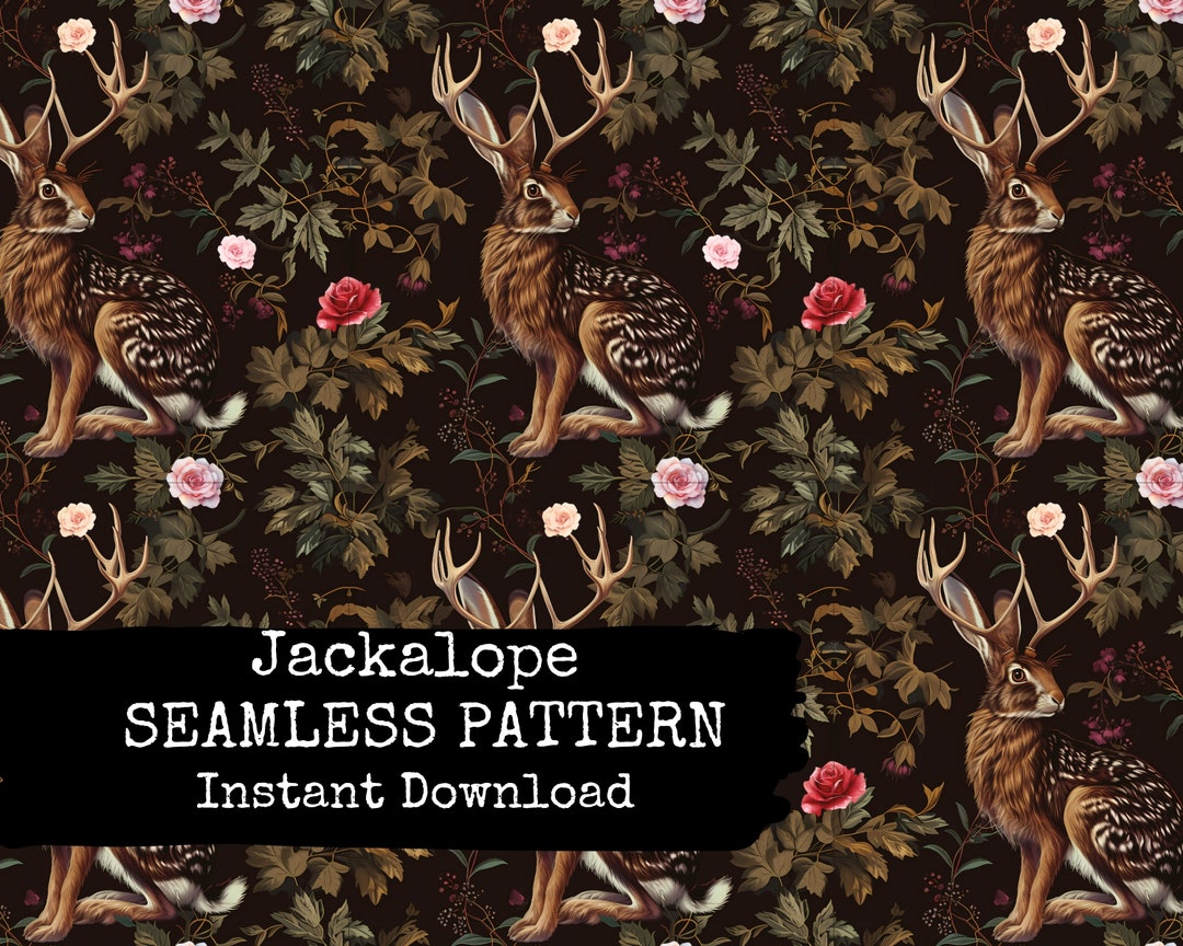 Cryptid Seamless Digital Pattern - Jackalope Repeat Pattern File ...