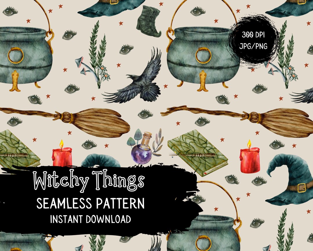 Witchy Seamless Pattern - Witch Elements - Instant Download - Etsy