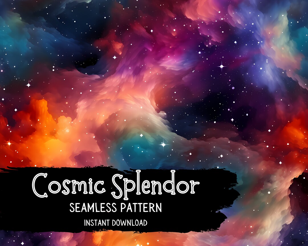 Galaxy Seamless Digital Pattern File - Cosmic Celestial Sky Repeating ...