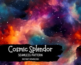 Galaxy Seamless Digital Pattern File - Cosmic Celestial Sky Repeating Pattern Paper for Instant Download- Commercial Use Permitted