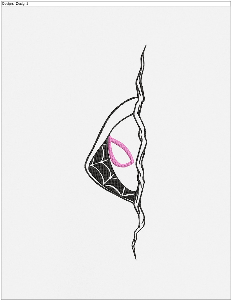 Pode incluir: Uma ilustra&ccedil;&atilde;o em preto e branco de uma m&aacute;scara de super-her&oacute;i com um s&iacute;mbolo de aranha rosa. A m&aacute;scara est&aacute; parcialmente escondida atr&aacute;s de uma linha preta.