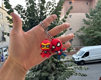 Spider Man Iron Man Couple Keychain