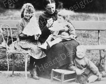 Antique Mother & Children Photo, 1900's, No AI, Wall Art, Digital Download