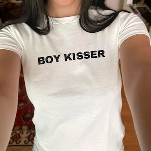 Boy Kisser Baby Tee Funny Pride Shirt Trendy Shirt Custom LGBTQ T Shirt Gifts For Her Lesbian Femme Shirt Bisexual Gay Top Twink Shirt