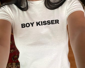 Boy Kisser Baby Tee, Funny LGBTQ Pride Shirt