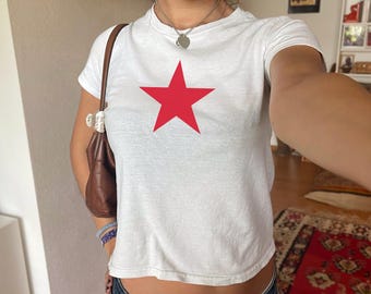 Czerwona Gwiazda Koszulka Dziecięca Y2K Modna Koszulka Dla Kobiet Ubrania Z Nadrukiem W Panterkę Niestandardowa Grafika T-shirt Estetyczny Prezent Dla Dziewczyny Nadruk W Gwiazdę