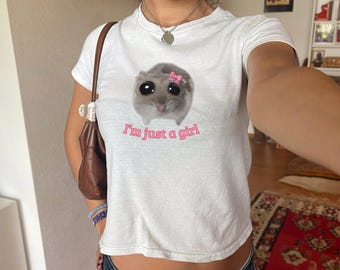 Y2K Hamster Baby Tee - Funny Meme Graphic Shirt