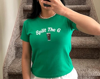 St Patricks Day 'Split The G' Baby Tee - Y2K Irish Shirt