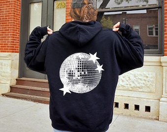 Disco Ball Hoodie Mirrorball Sweatshirt Y2K Trendy Comfy Hoodie Shining Stars Pullover Custom Oversized Hoodie Streetwear Gifts For Her