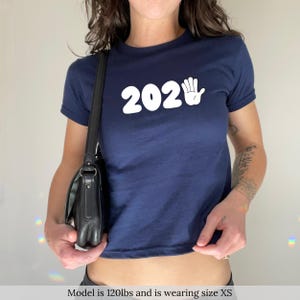 2025 Baby Tee Funny New Year Shirt Y2K Trendy Shirt For Women Cartoon Hand High Five Shirt Custom 90s Style Graphic TShirt Gifts For Her