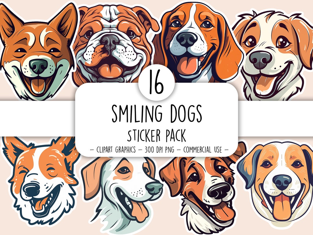 Smiling Dogs Digital Stickers Smiling Dog Printable Stickers Smiling ...