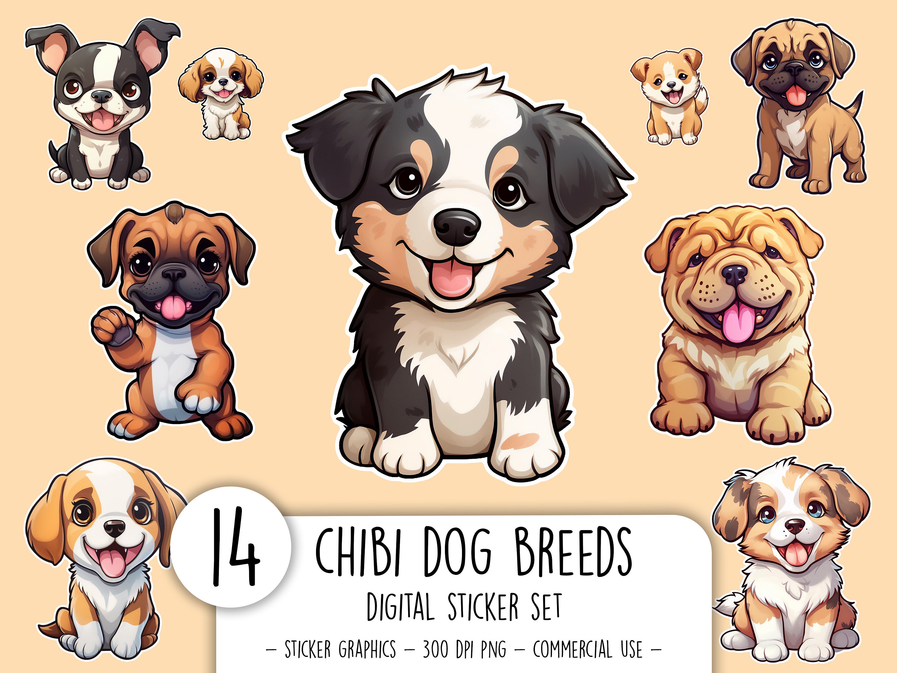Cute Dogs Sticker Sheet Set of 2