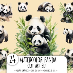 Aquarel panda clipart bundel Commercieel GRATIS Exotische dieren clipart Panda clip art Panda png-afbeeldingen voor directe download