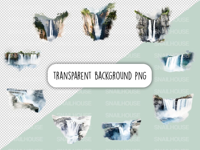 Watercolor Waterfall Clip Art FREE Commercial Use Printable Etsy