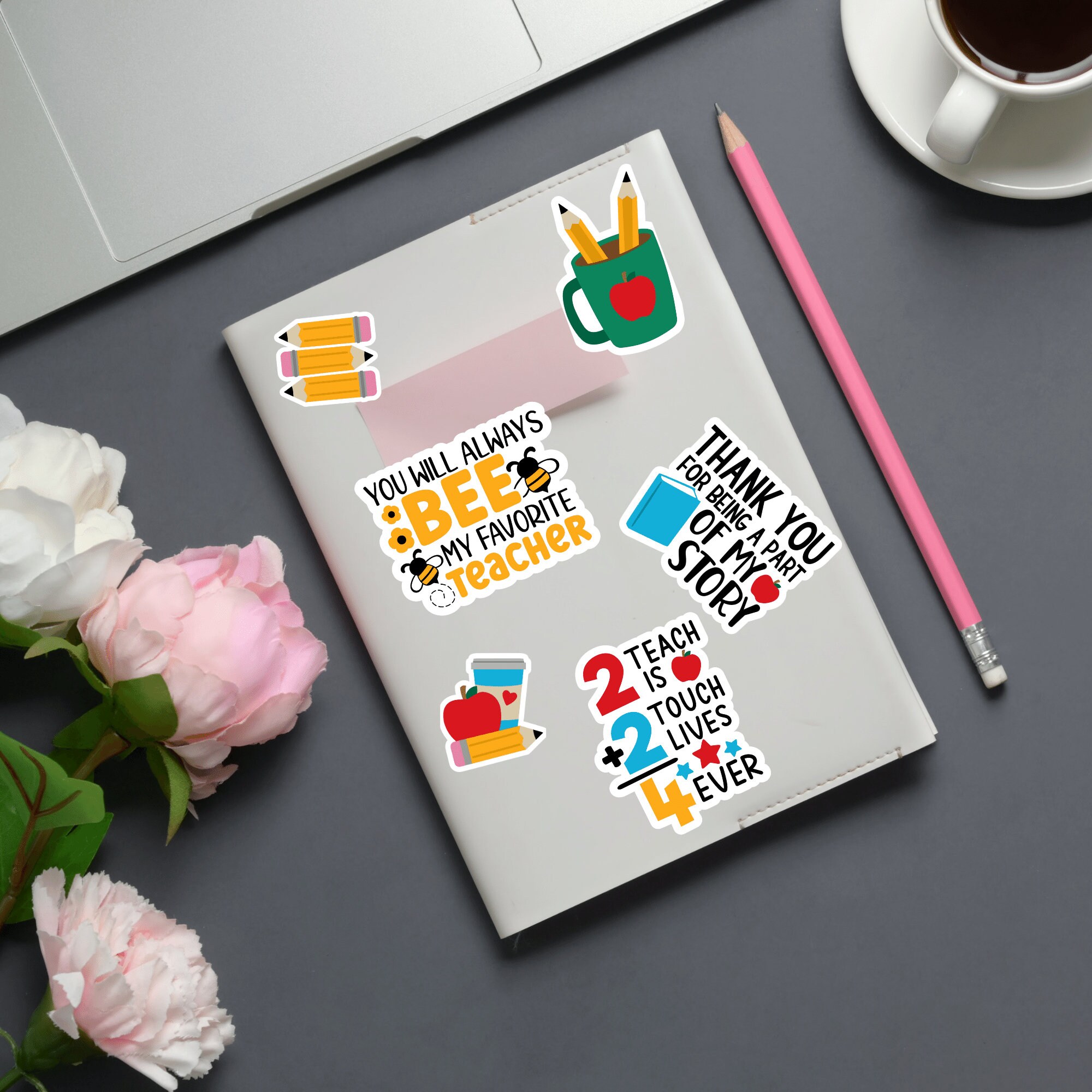 Printable Teacher Stickers Design Bundle, Print Then Cut Designs for