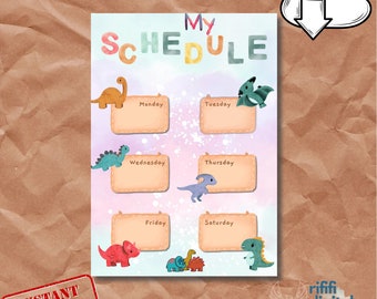 Programma per bambini, agenda settimanale per bambini, calendario giornaliero, download istantaneo