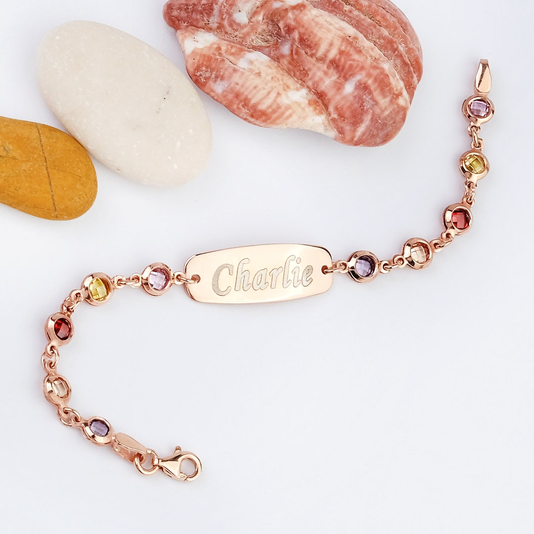 18k Gold Plated Baby Bracelet Personalized, Silver Baby Bracelet