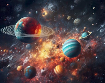 Planetas en el espacio Póster