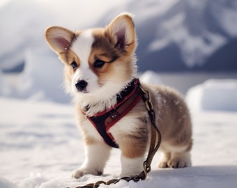 Cachorro Corgi en la Antártida Póster