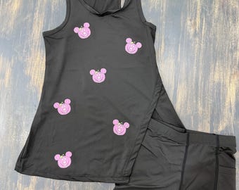 Mickey Pink Pumpkin Halloween Tennis Dress For Girls