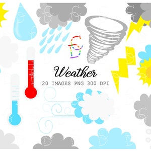Lindos elementos meteorológicos, pronóstico del tiempo, etiquetas engomadas del planificador del ciclo de la temporada, descarga instantánea