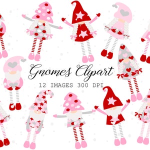 12 Gnomes clipart, Scandinavian Gnomes, Holidays clipart, gnomes Digital Clipart, png transparent background, Instant Download