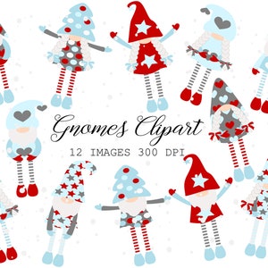 12 Gnomes clipart, Scandinavian Gnomes, Holidays clipart, gnomes Digital Clipart, png transparent background, Instant Download