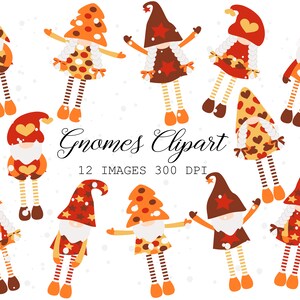 12 Gnomes clipart, Scandinavian Gnomes, Holidays clipart, gnomes Digital Clipart, png transparent background, Instant Download