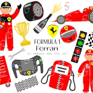 Set 30 clipart Ferrari car race, Race car image Collection,Formula 1, Instant Download, Digital illustrations 300 dpi, High Definition