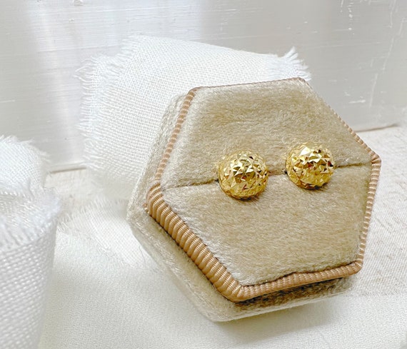 Vintage 9ct Yellow Gold 1/2 Ball Stud Earrings - image 1