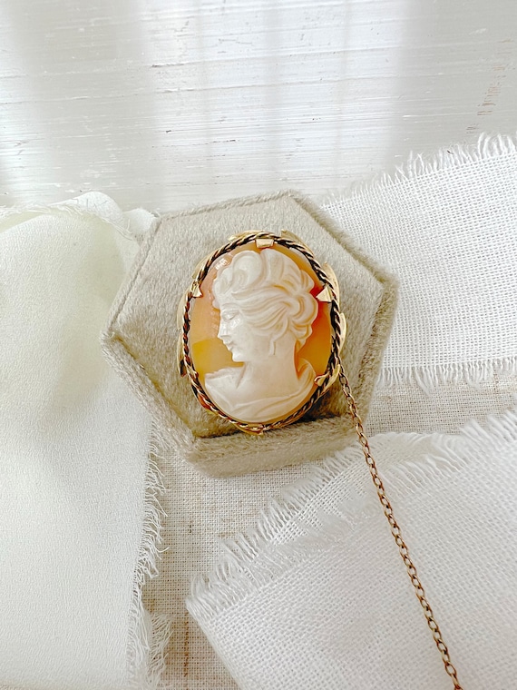 Vintage 9ct Yellow Gold Cameo Brooch/Pendant - image 1