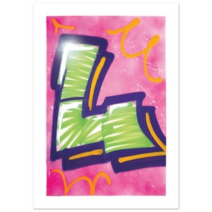Póster de grafiti con la letra L del alfabeto y nombre, regalo