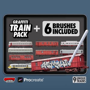 Procreate Train Graffiti Mockups Pack - 9 Modelle + Pinsel