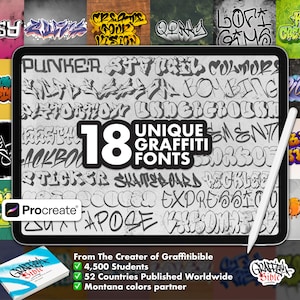 Procreate Graffiti Stamp Bundle - Tag Your Way to the Top with Our Graffiti Font Pack - Perfect for Street Art-inspired Designs!