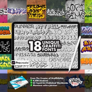 Procreate Graffiti Stempelbundel - Werk je een weg naar de top met ons graffiti-lettertypepakket - Perfect voor ontwerpen geïnspireerd op straatkunst!