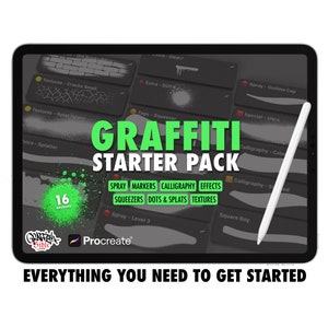 Startpaket Procreate Brush Pack Set för gatukonst och graffitikreationer