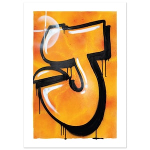 Póster de grafiti con la letra J del alfabeto y nombre, regalo