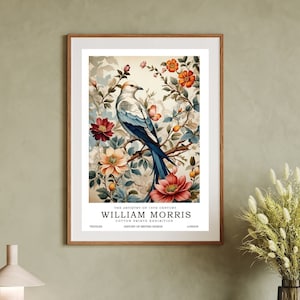 Vintage William Morris Bird Art Print - Textiles Inspired Exhibition Poster, William Morris Print for home decor, Morris Wall Decor Poster