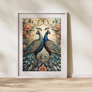 William Morris Inspired Wall Art - Elegant Poster William Morris Peacock Print, Vintage Kew Gardens Wall Art, Morris Print for Wall Decor
