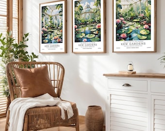 Elegant William Morris Print Set of 3 - Wall Art For Floral Art Decor, Kew Gardens Prints, Exhibition Poster, William Morris Poster,
