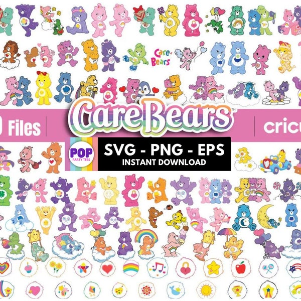 Care Bears SVG Bundle Pack, Carebears svg files for cricut, care bears shirt design ideas, layered care bear clipart, cartoon grumpy bear