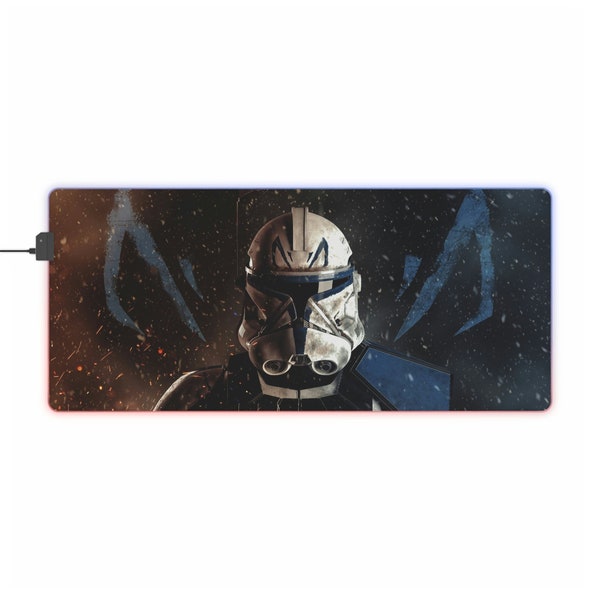 Star Wars Clone Wars Captain Rex RGB tapis de souris de jeu tapis de bureau LED tapis de souris bureau à domicile cadeau Gamer Mausunterlage ordinateur PC souris Mauspad