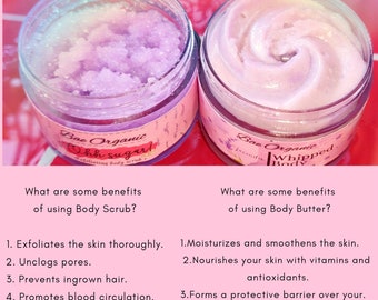 Indian handmade lavender colour sugar body scrub and body butter with lavender fragrance. For everybody use and as a skincare gift.