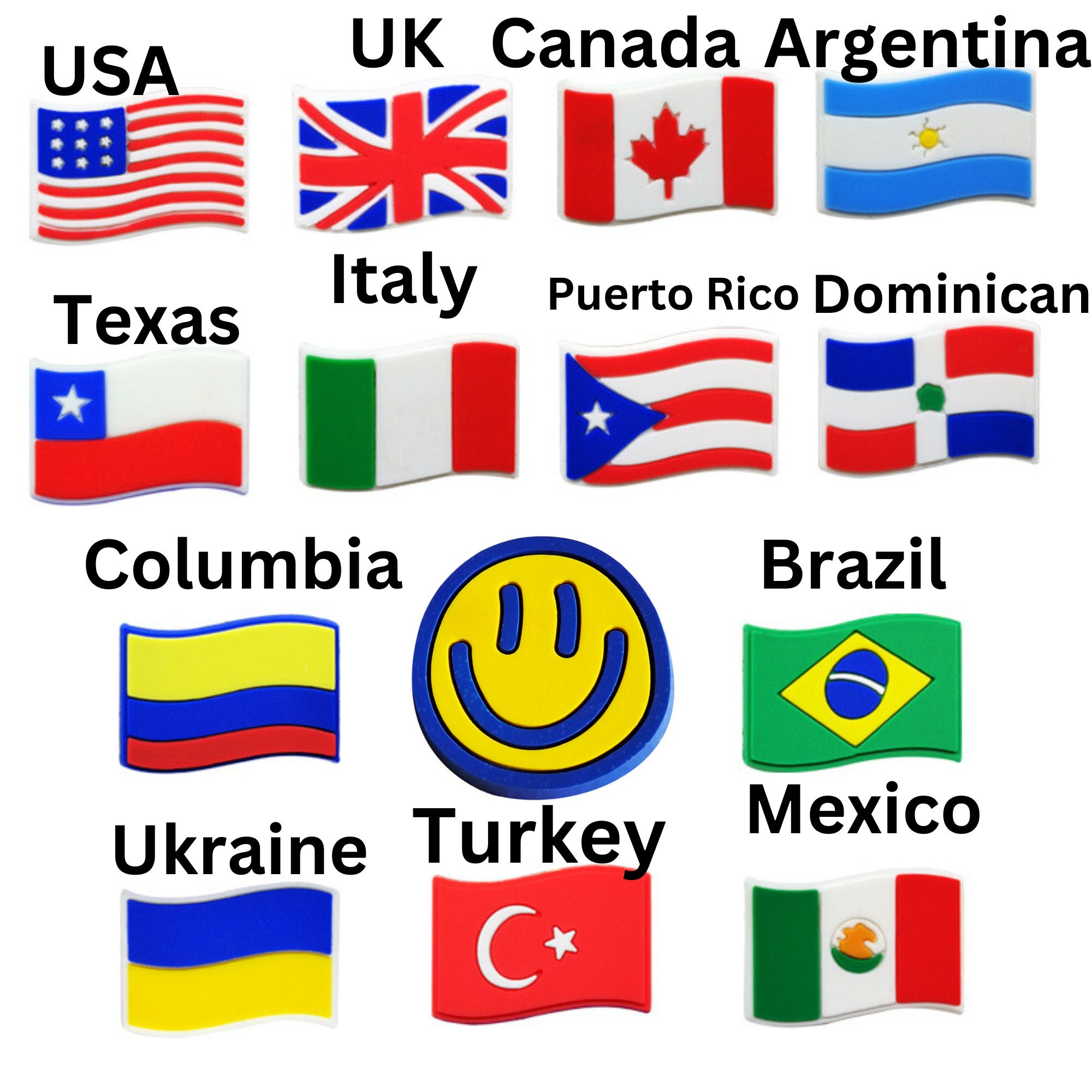 National Flags Croc Charms With Flag Jibbit Country Shoe Charm Etsy